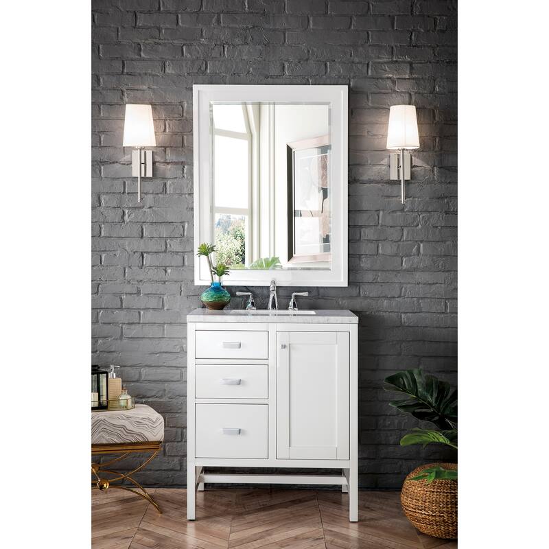 James Martin Vanities Addison Rectangular Mirror, Glossy White