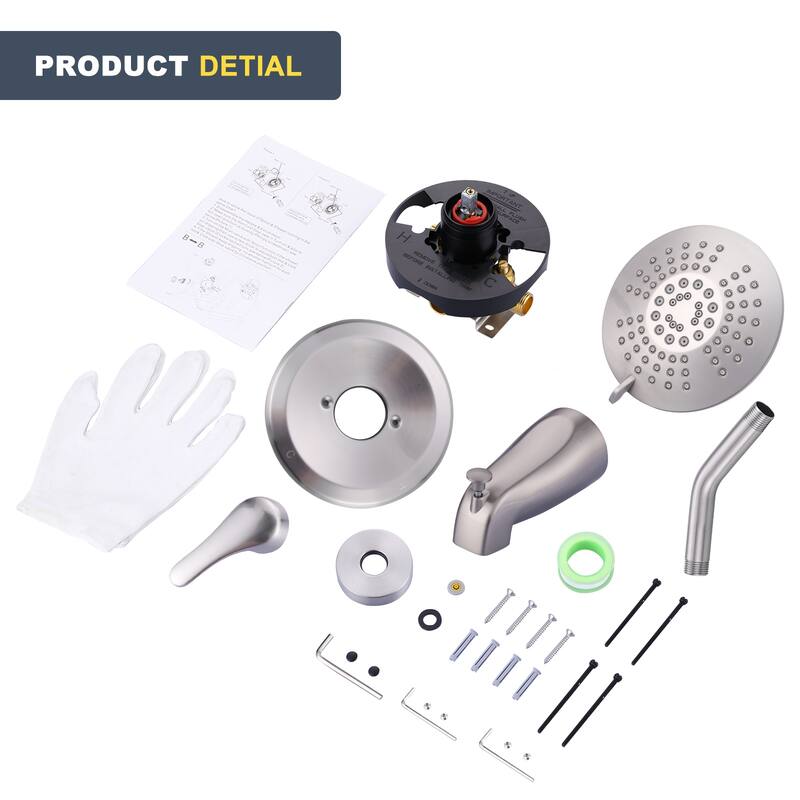 WOWOW Single Handle 5-Spray Shower Faucet with Tub Spout