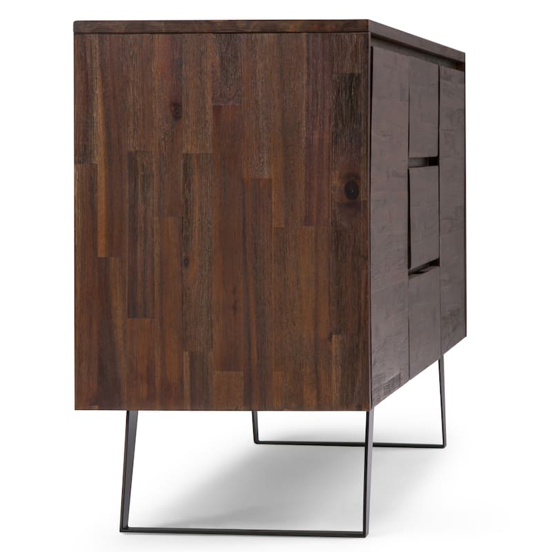 WYNDENHALL Mitchell Metal 60 inch Wide Rectangle Modern Industrial Sideboard Buffet in OAK WOOD - 60'' x 17'' x 30