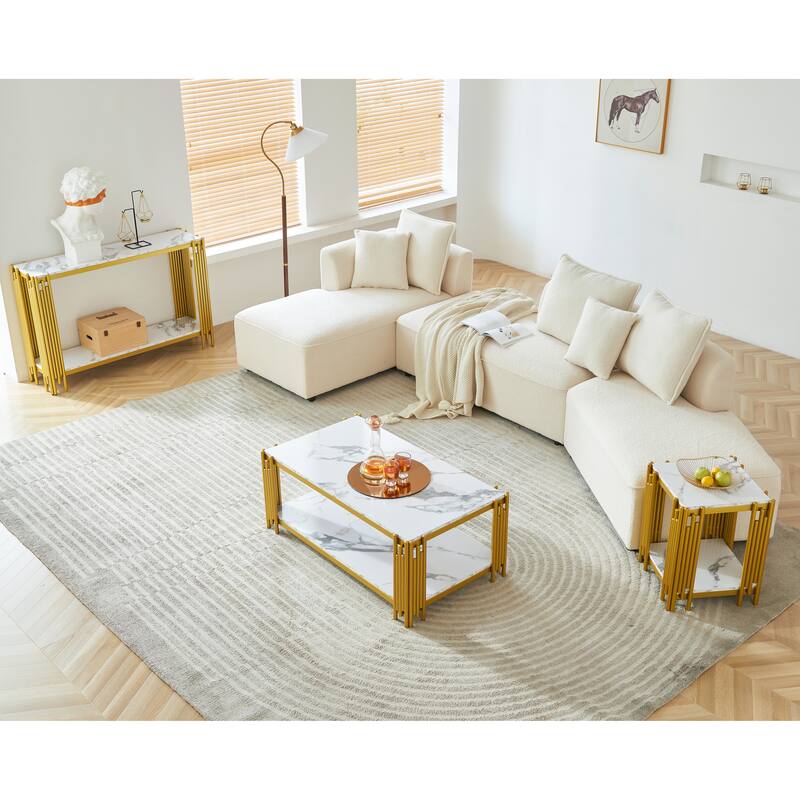 Rectangle End Table Coffee Table with Shelf Center Table