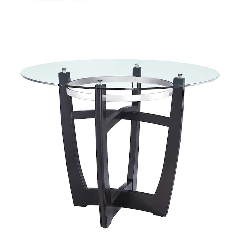 Dining Table with Clear Tempered Glass Top, Modern Round Glass Kitchen ...