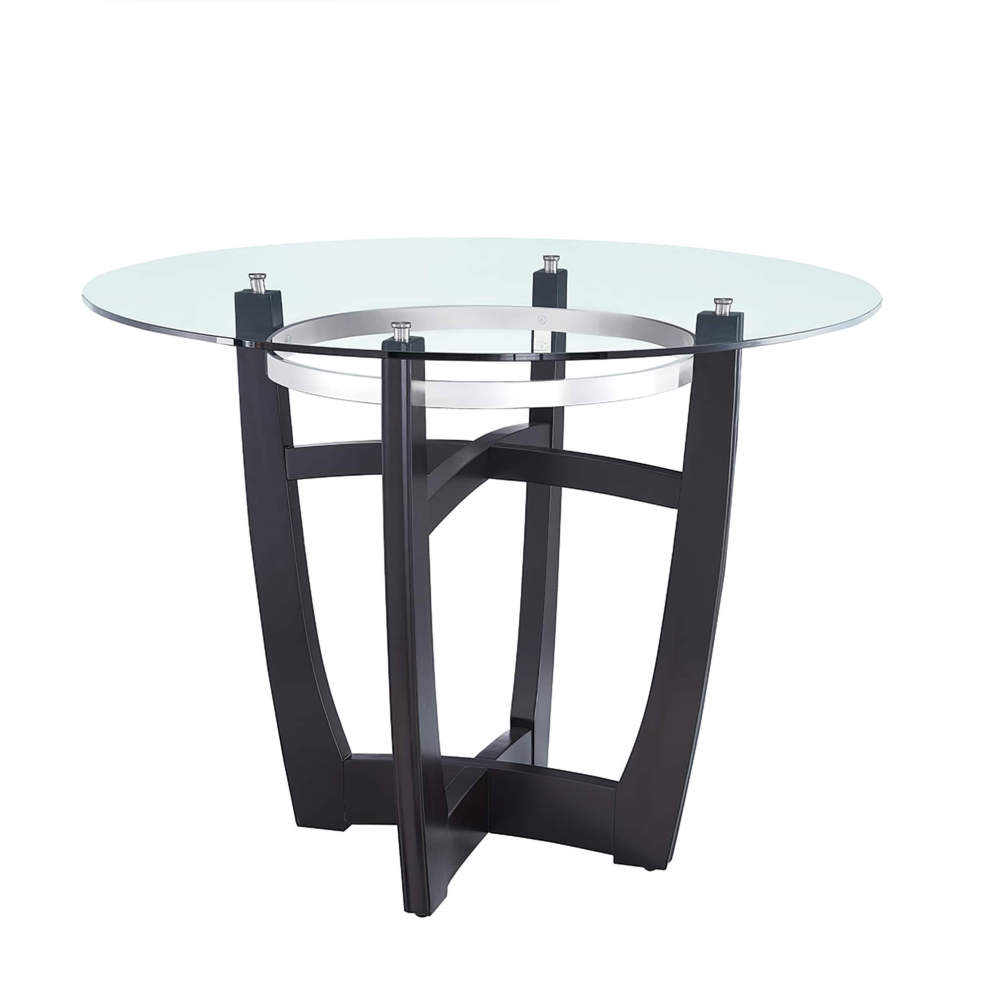 42"W Modern Round Glass Dining Kitchen Table Furniture with Clear