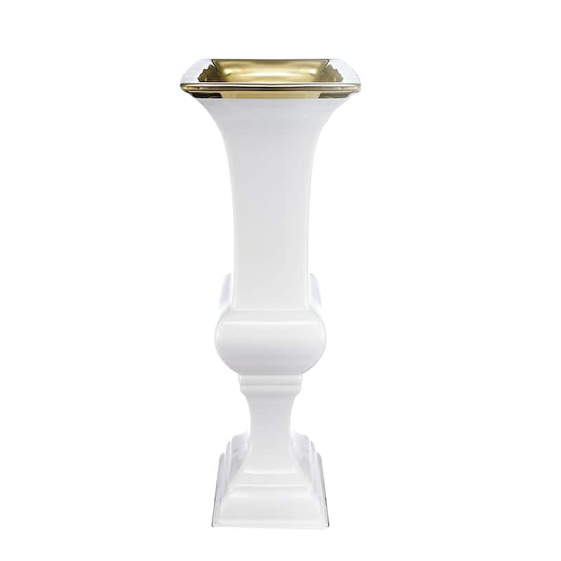 Urn Shaped Vase with Pedestal Base - 11.5" - White and Gold