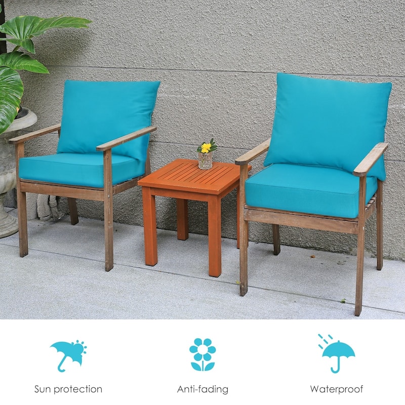 Deep Seat Chair Cushions with Backrest and Tie Belts for Patio or Home - 25" x 25" x 6"