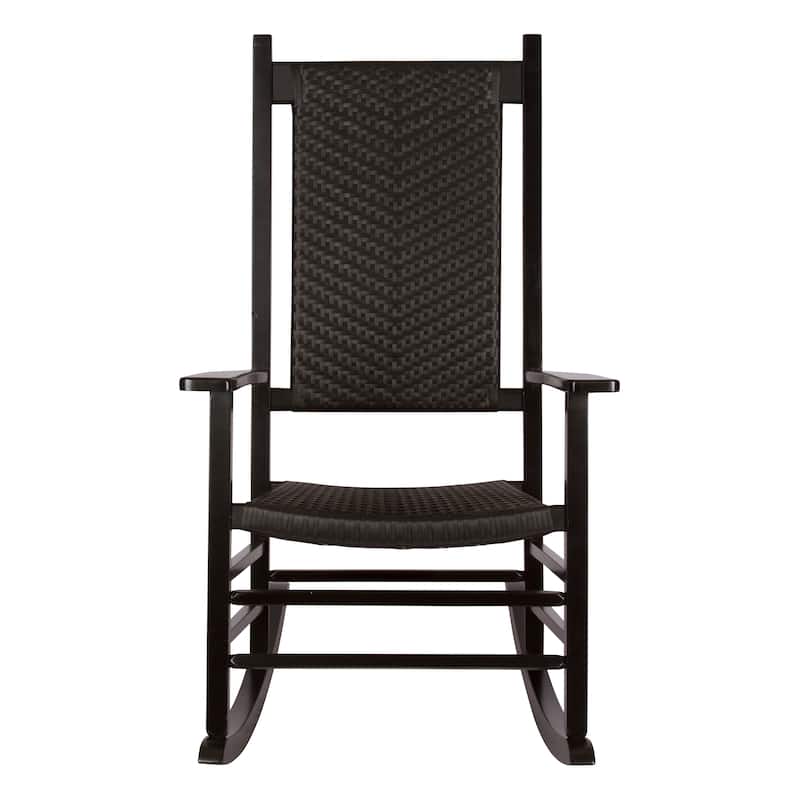 Hampton Genuine Hardwood Rocking Chair with Weather-Resistant Woven Wicker Back