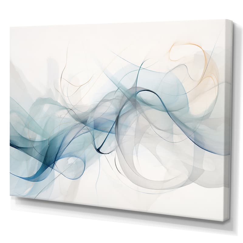 Designart "White Grey Line Art Abstract Calligraphy" Modern Wall Decor