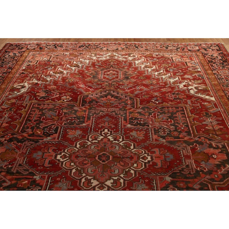 Vintage Vegetable Dye Heriz Persian Area Rug Hand-knotted Wool Carpet - 10'2" x 13'5"