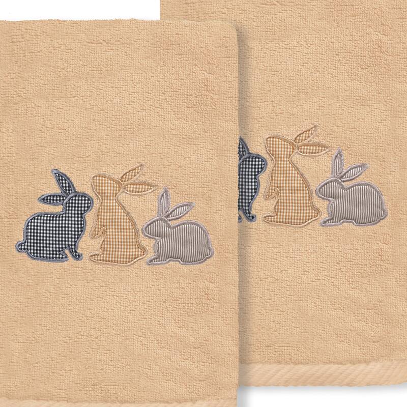 Authentic Hotel and Spa Bunny Row - Embroidered Luxury 100% Turkish Cotton Hand Towels (Set of 2)