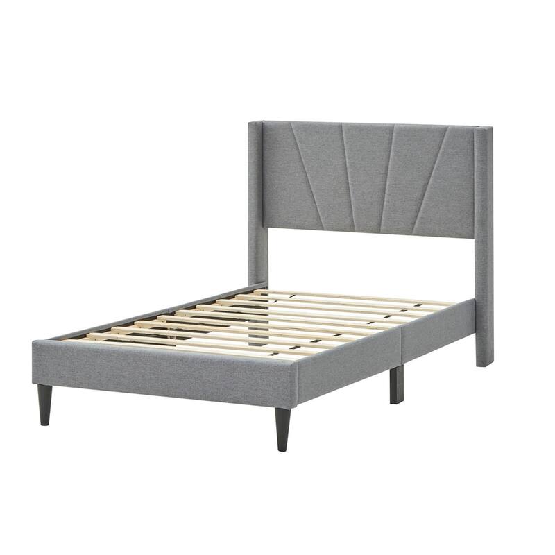 Costway Queen/Twin Bed Frame Modern Platform Bed with Linen - Twin