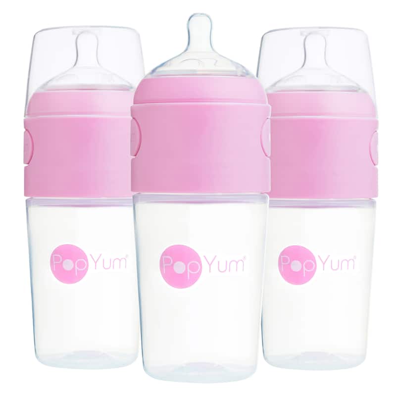 PopYum 9 oz Anti-Colic Formula Making Baby Bottle - 3-Pack - Pink