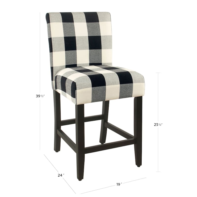 Porch & Den Minna Black/ Cream Plaid-upholstered Parsons Counter Chair - 24 inches