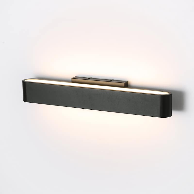 23.6" W Modern Black Finish Rectangle Linear Metal Integrated LED Outdoor Wall Light - 23.6 in. W x 4.33 in. H x 3.82 in. D