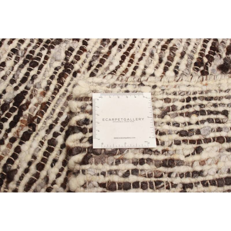 ECARPETGALLERY Braid weave Sienna Brown Wool Rug - 5'1 x 8'1