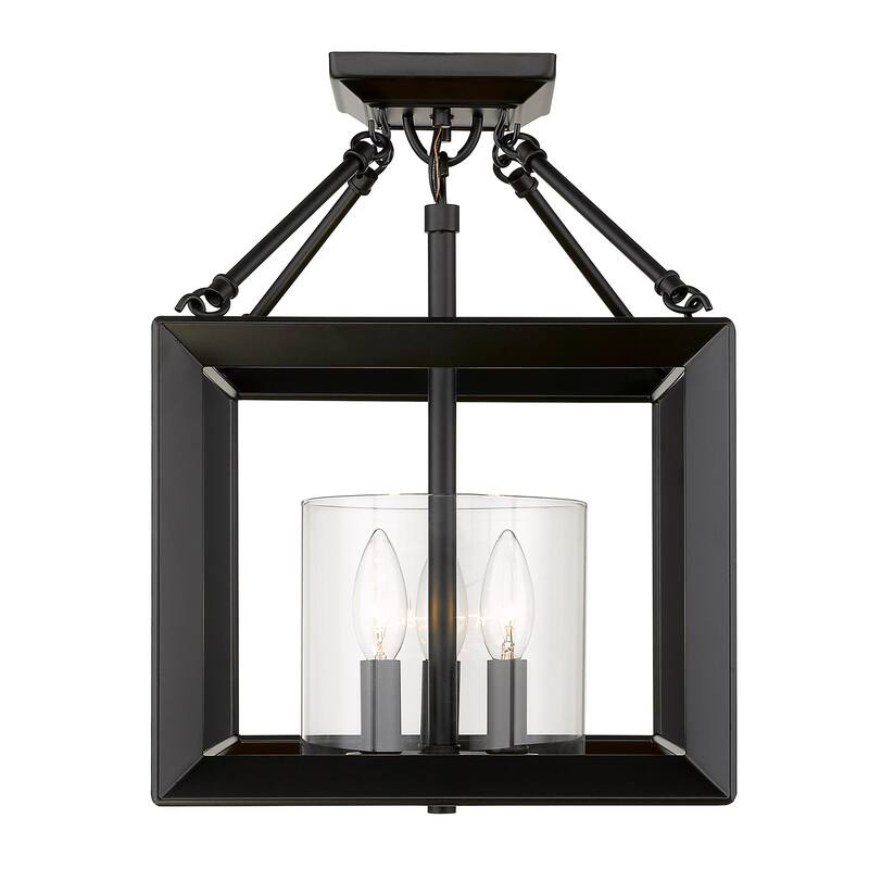 Golden Lighting Smyth 3 Light 12" Wide Semi-Flush Square Ceiling - Matte Black