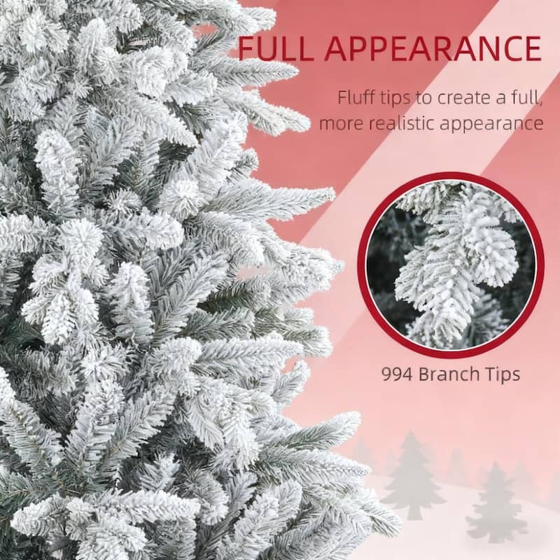 Snowy Artificial Christmas Tree - Easy Assembly, Living Room Corner Decor - Green