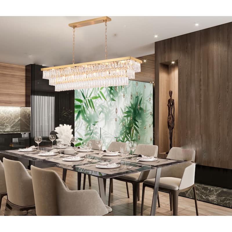 16-Light Gold Metal Chandelier With Clear Crystal