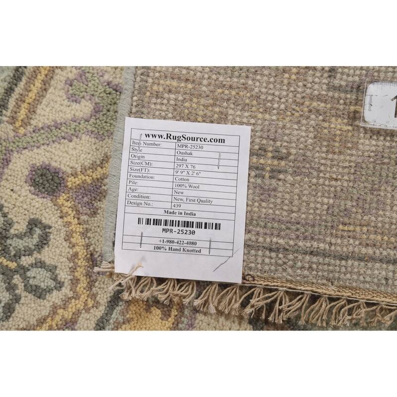 Oushak Oriental Runner Rug Hand-Knotted Transitional Wool Carpet - 2'6"x 9'9"
