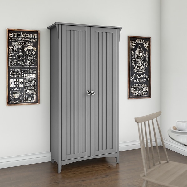 The Gray Barn Lowbridge Kitchen Pantry Cabinet with Doors. Opens flyout.
