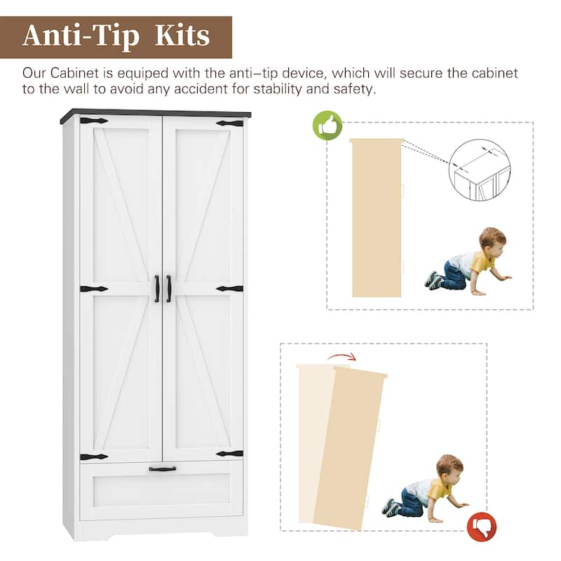 Beverage Cabinet with Drawer & Adjustable Shelves - Storage Organizer for Kitchen, Pantry, or Dining Room
