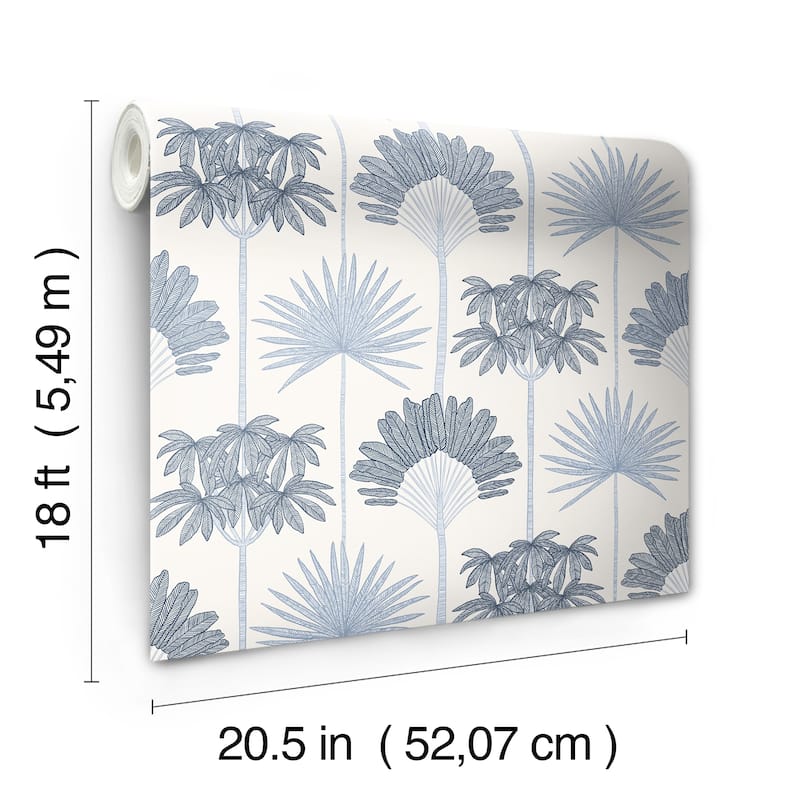 NuWallpaper Kentia Blue Peel and Stick Wallpaper