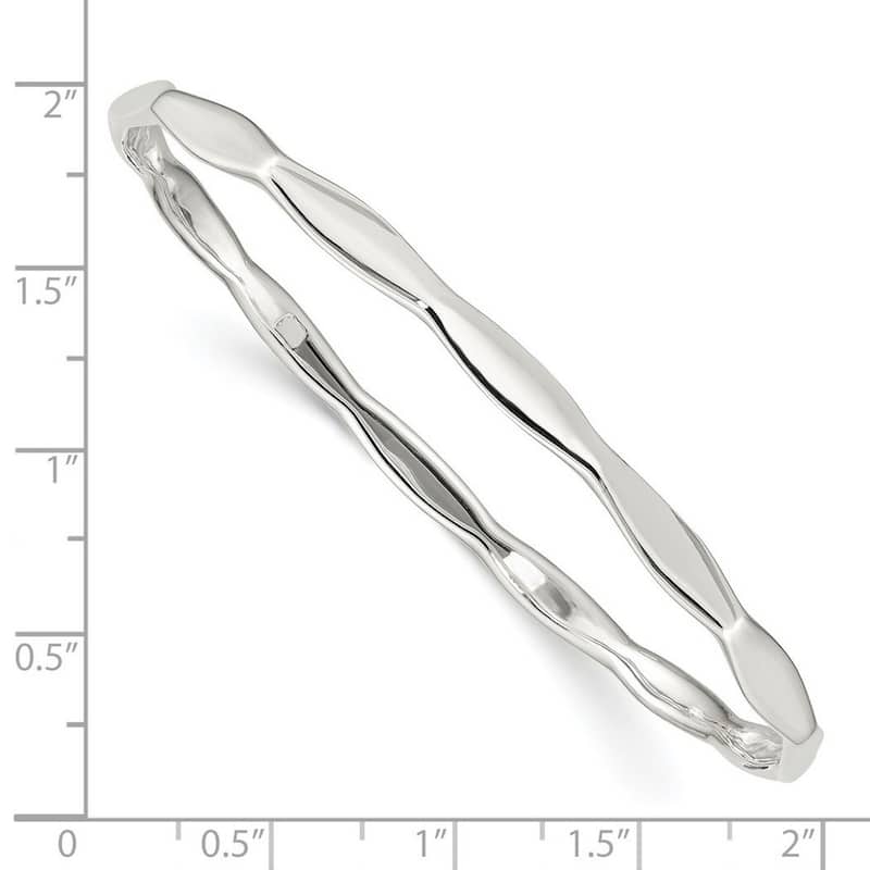 Curata 925 Sterling Silver 7" 5mm Polished Obolong Slip On Bangle Bracelet