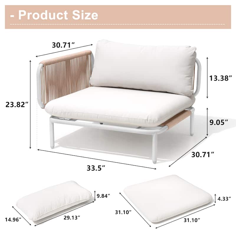 Outdoor 5 Seater Patio Sectional Sofa Conversation Set, Customizable Set by Combining Multiple Chairs - Combined by 5 chairs