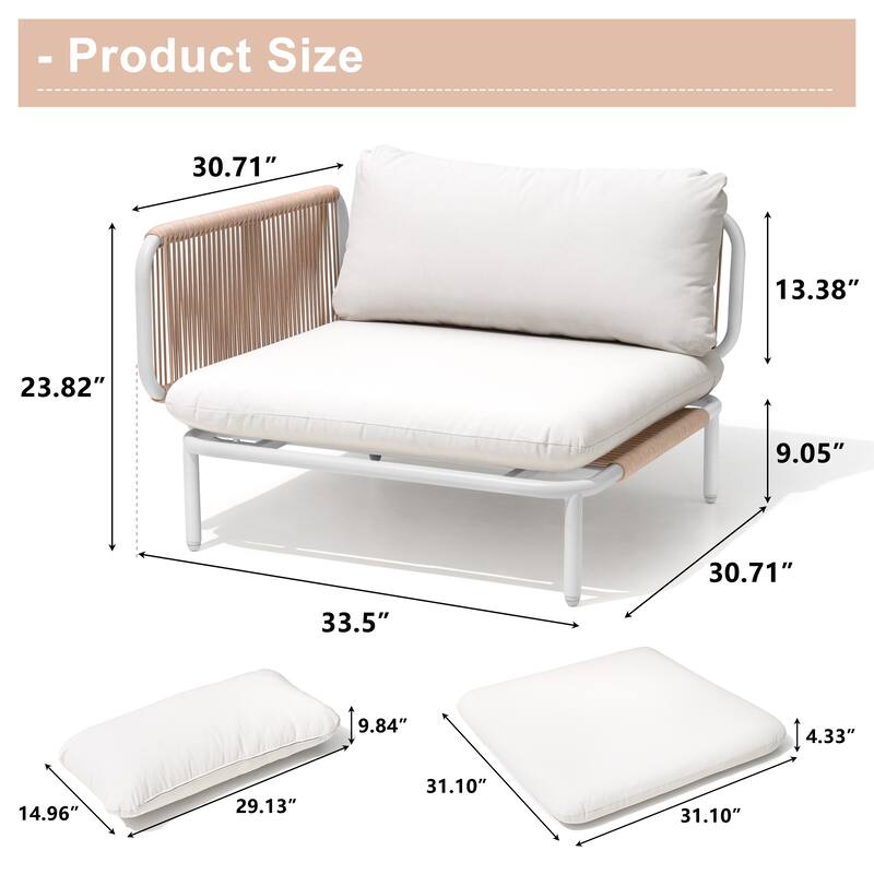 Outdoor Loveseat Composed of Two Chairs, Customizable Set by Combining Multiple Chairs - Combined by 2 corner chairs