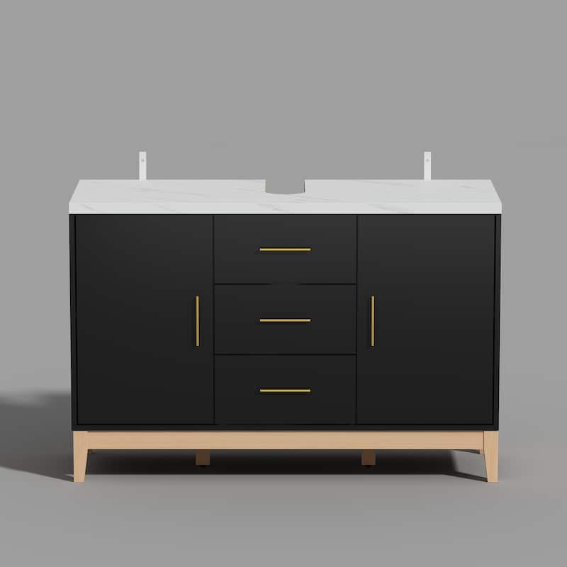 47.2" Stylish & Spacious: Modern Black Bathroom Vanity Set