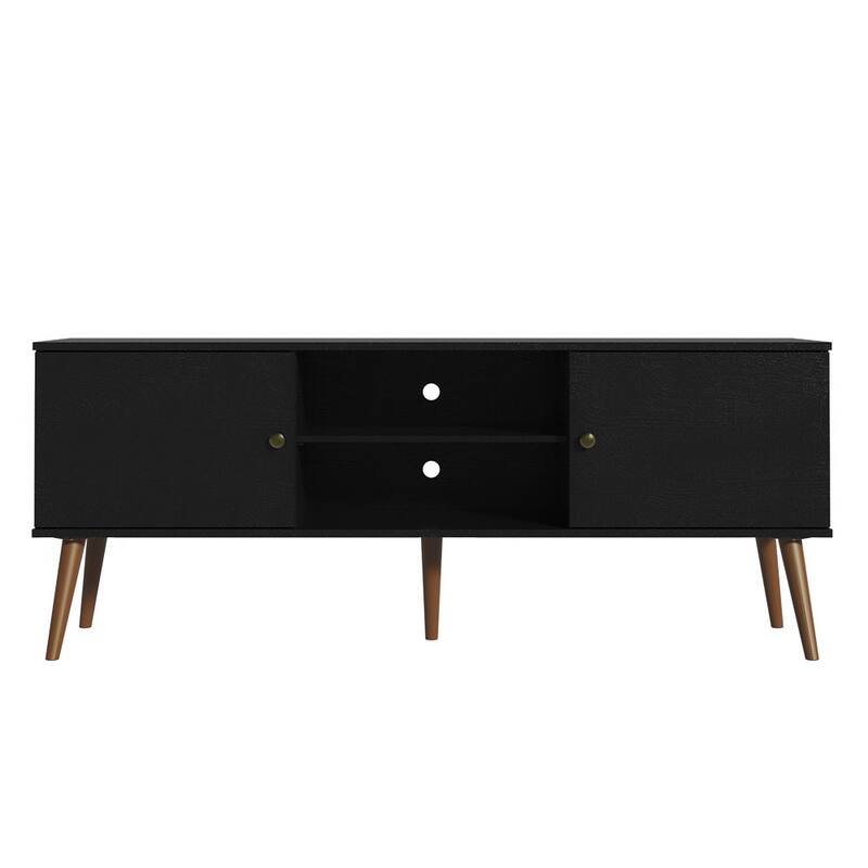 Madesa TV Stand Mid-Century Console with 2 Doors and 2 Shelves and Metal Knobs for 55, 65 Inch Media Storage - 59 inches