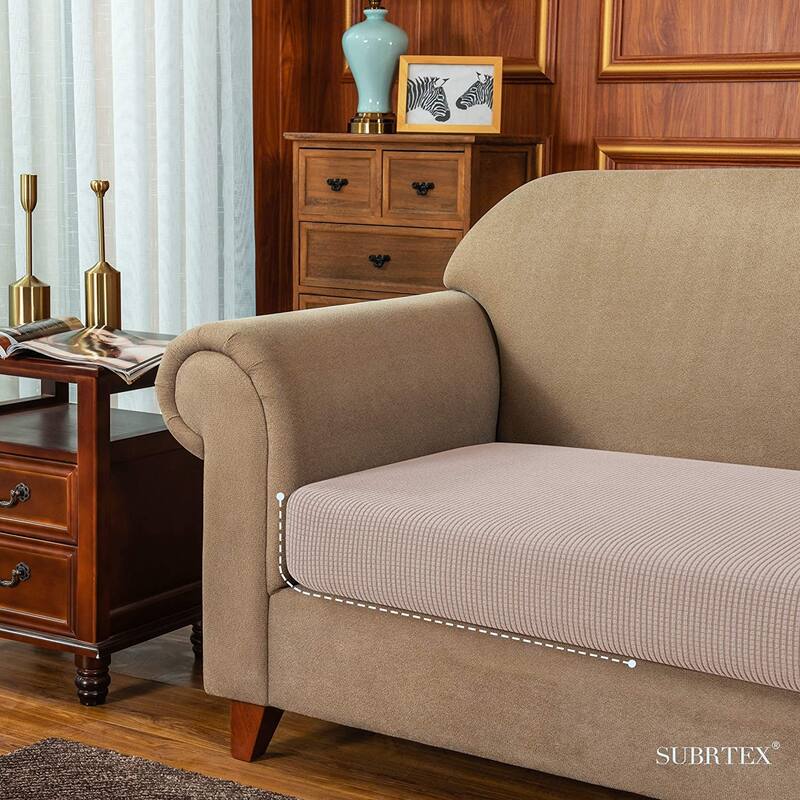 Subrtex Stretch Loveseat Cushion Cover Textured Grid Furniture Covers