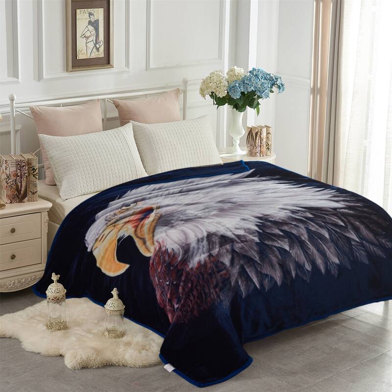 2 Layer King Size Fluffy Chunky Large Raschel Blanket Super Soft Faux Fur Blanket