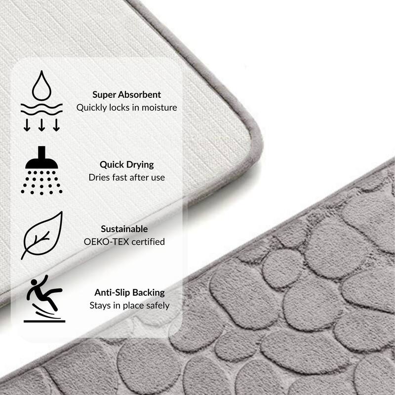 Memory Foam Runner Bath Mat Pebble Design 48x18