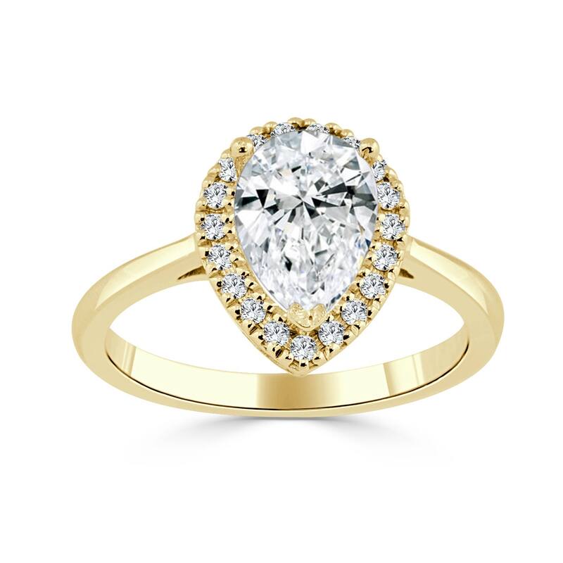 Auriya 14k Gold 1 1/2ctw Pear-cut Halo Diamond Engagement Ring - Yellow - 4