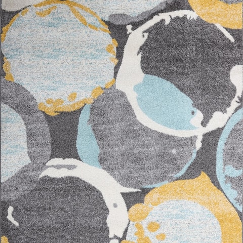 Lbaiet Modern Indoor Rectangular Carpet, Pad, Mat Theodora Multicolor 2 Ft X 6 Ft Runner Rug - Black