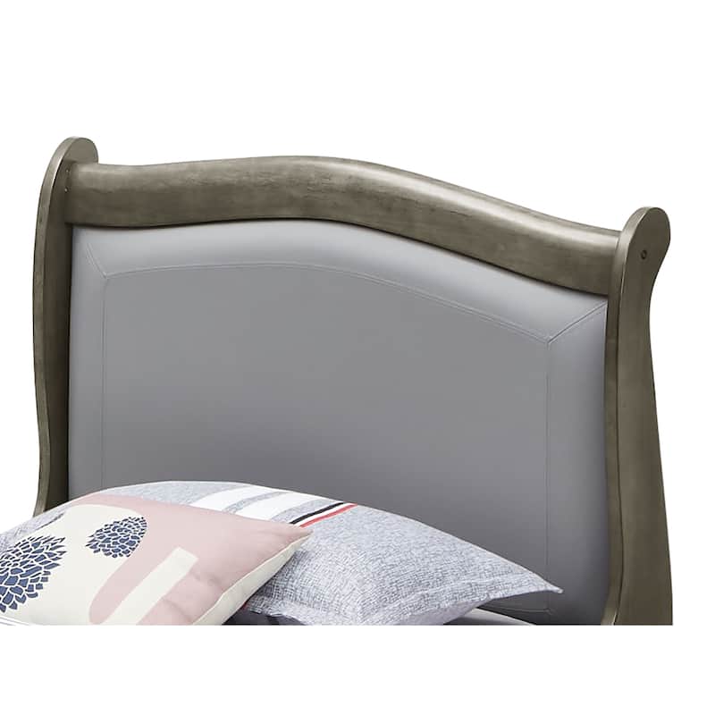 Louis Phillipe Faux Leather and Wood Bed