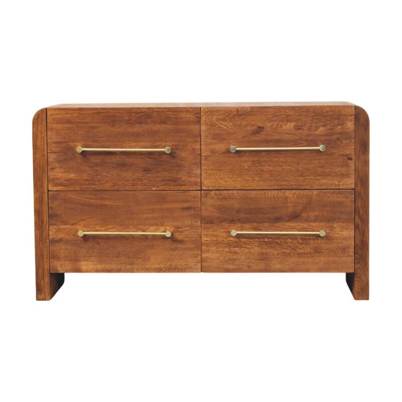 Artisan Furniture Solid Wood Oak line Four Drawer Chest ,Brown with 4-Drawers