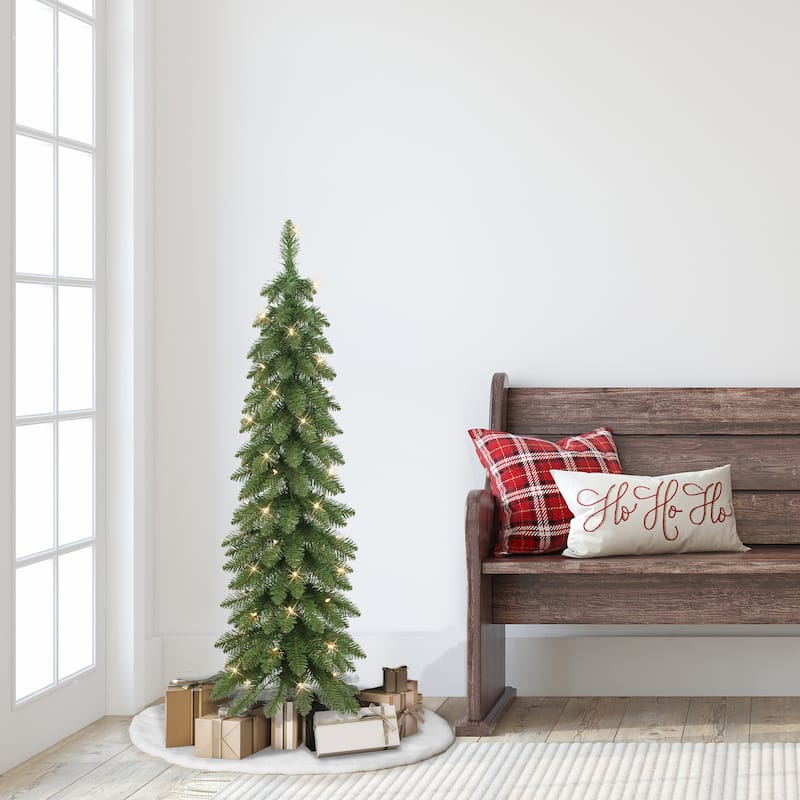 Puleo International 4 ft. Pre-Lit Artificial Alpine Pencil Tree