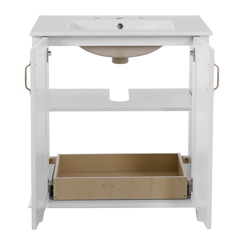 30" Freestanding Bathroom Wood Vanity with Ceramic Sink and Drawer