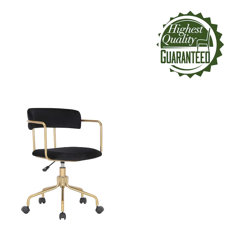 Porthos Home Fynn Office Chair, Velvet, Gold Chrome Frame and Legs