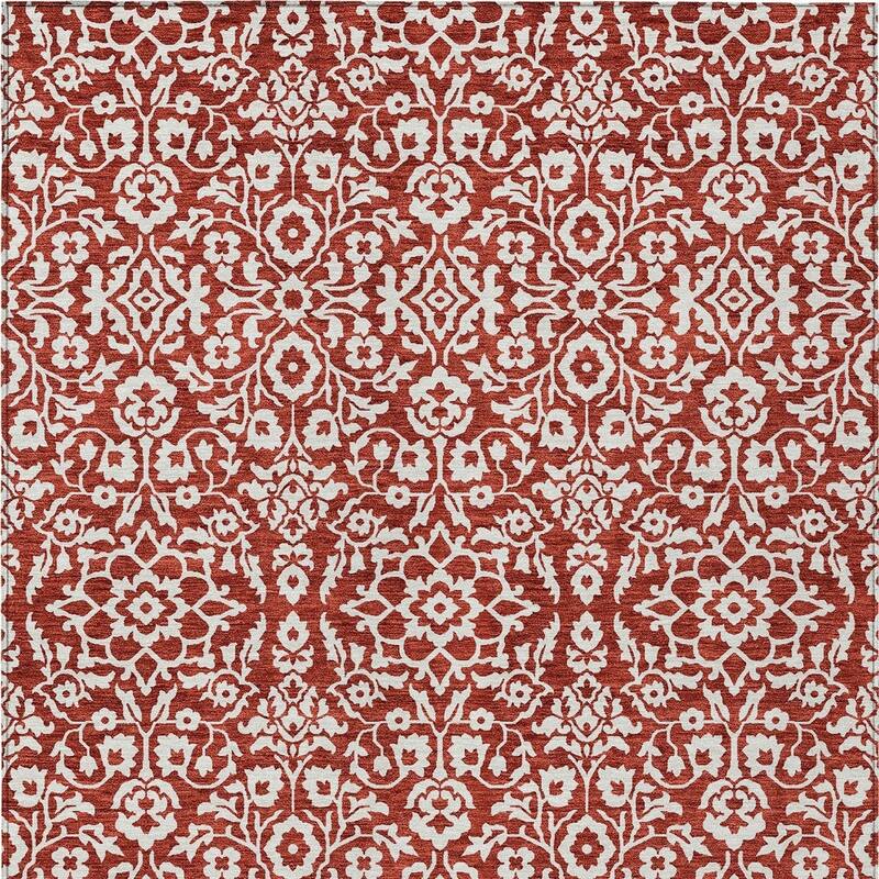 HomeRoots Damask Traditional Rectangle Outdoor Rug
