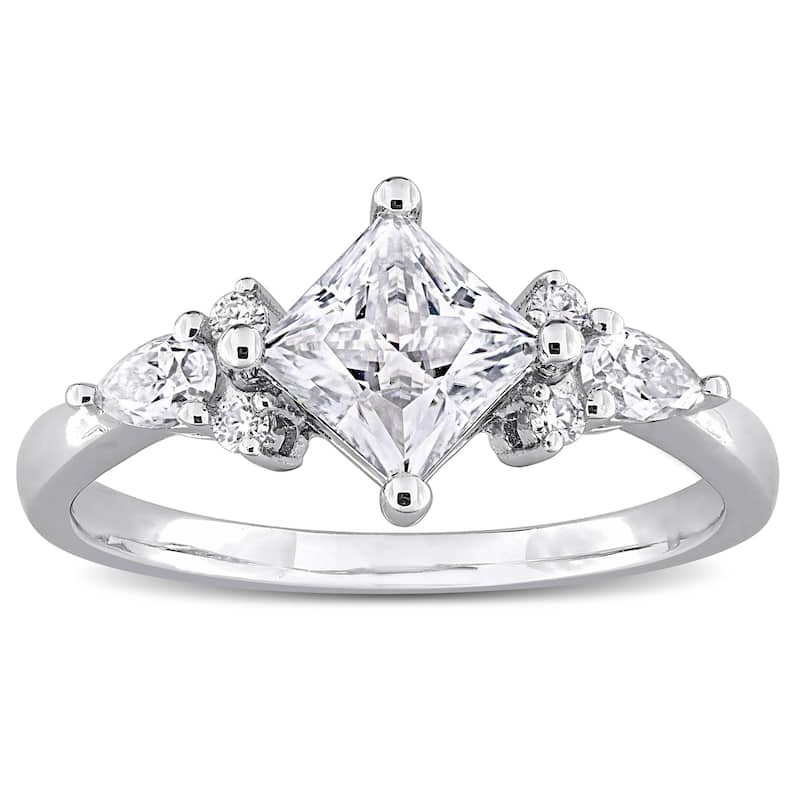 Miadora 1 2/5ct DEW Princess-cut Created Moissanite Engagement Ring in Sterling Silver