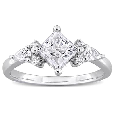Miadora 1 2/5ct DEW Princess-cut Created Moissanite Engagement Ring in Sterling Silver