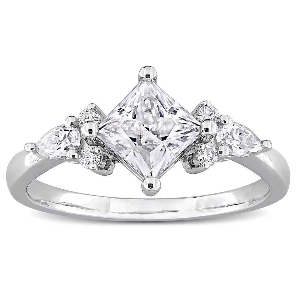 Miadora 1 2/5ct DEW Princess-cut Created Moissanite Engagement Ring in Sterling Silver