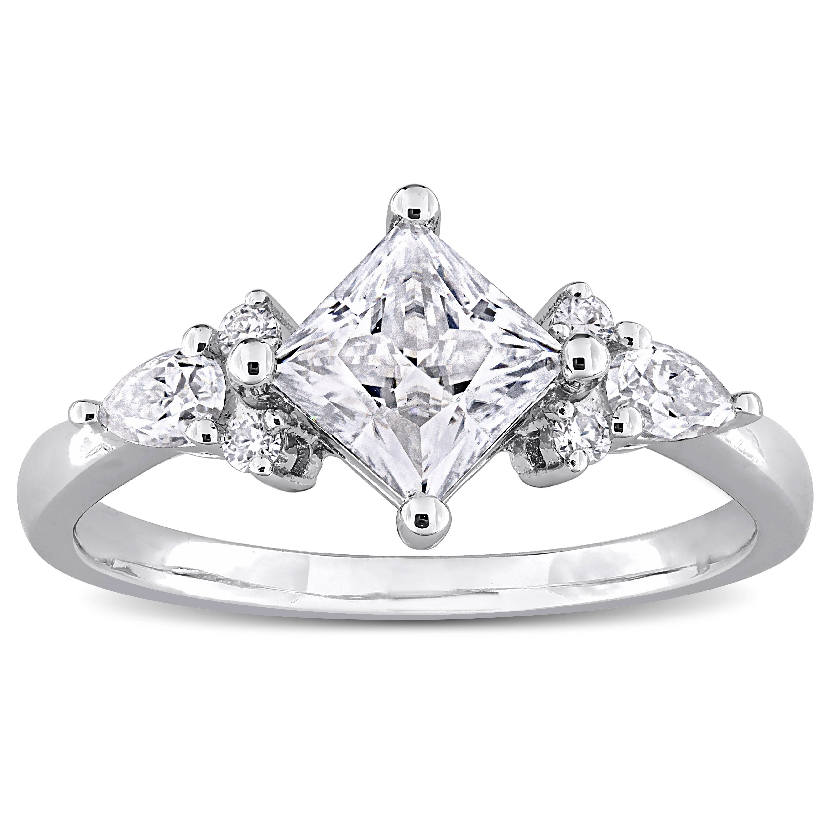Miadora 1 2/5ct DEW Princess-cut Created Moissanite Engagement Ring in Sterling Silver