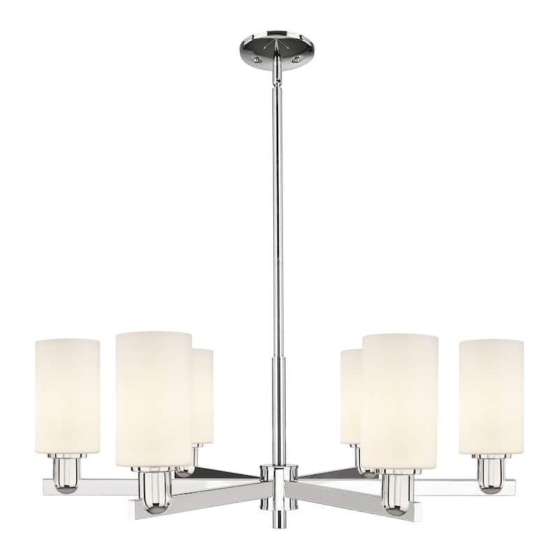 Innovations Lighting Endless Possibilities Arcadia - Clymer - 6 Light 34" Stem Hung Chandelier - Polished Nickel/Matte White