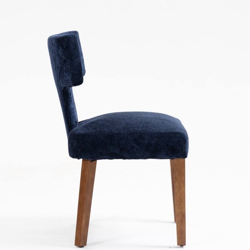 Linen Upholstered Dining Chairs Set of 2, Ergonomic Armless Side Chairs, Kitchen Chairs with Curved Back & Hardwood Frame