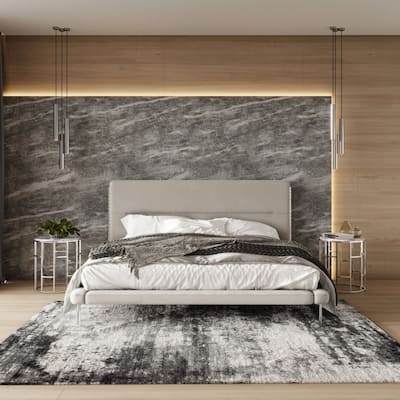 Modrest Bergeron Contemporary Cream Woven Fabric Bed