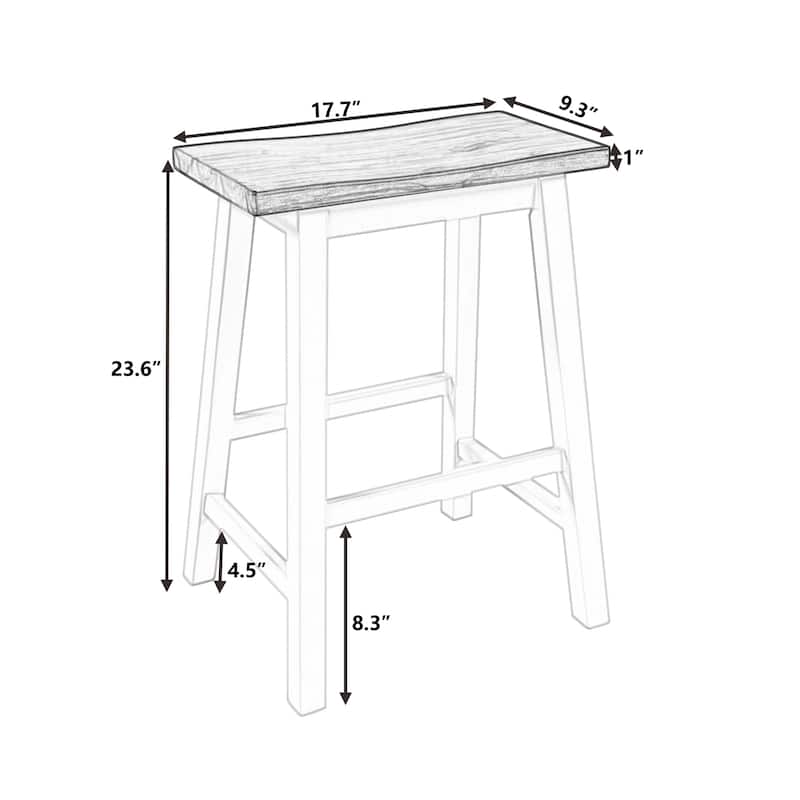 Farmhouse Rustic Counter Height Wood Walnut Dining Stools (Set of 2)