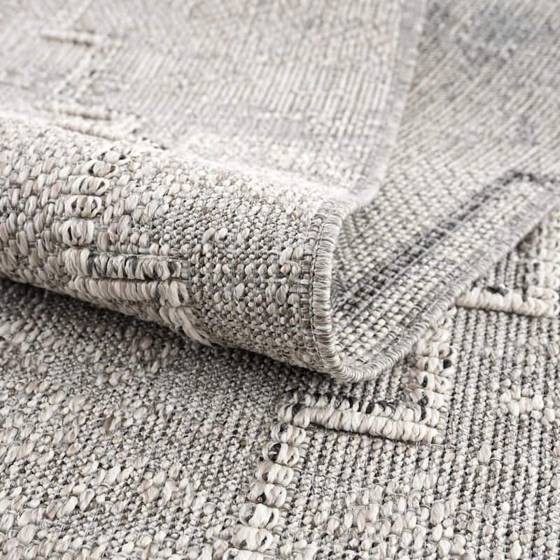 Hauteloom Butch Living Room, Bedroom Patio Outdoor Area Rug - Farmhouse - Taupe,Beige - 2' x 3'