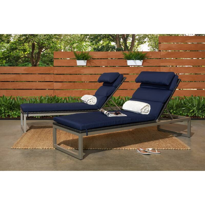 Milo 2 Piece Sunbrella Outdoor Patio Espresso Chaise Lounges